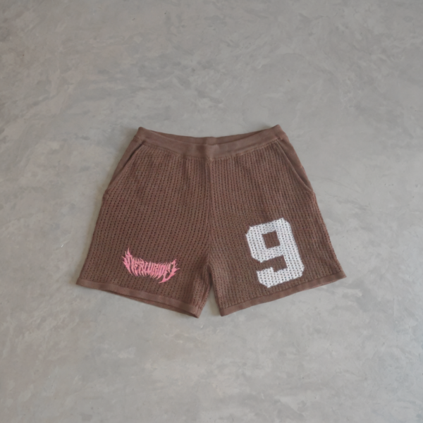 Brown Knitted Short Mercurio Print